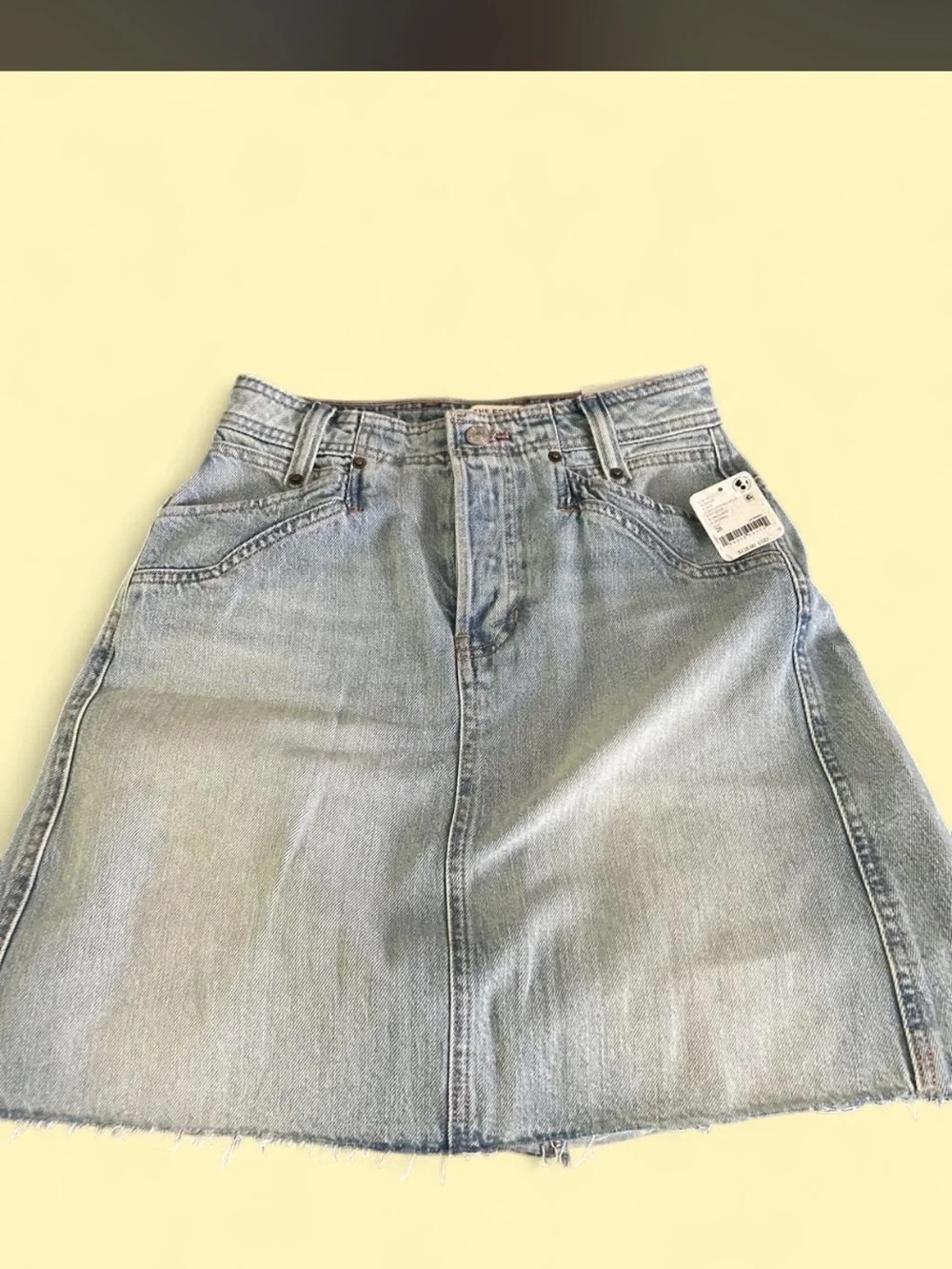 Free People Light Blue Denim A-Line Skirt